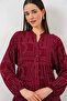 Women's Patterned Long Hijab Dress 2585 - B. Burgundy - 4