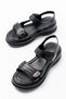Majori Black Matte Leather Buckle Women's Sandals - 3