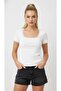 26016 Women's Lace Detailed Square Neck Modal Knitted Blouse
