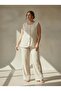 Women's Plus Size Buttoned Vest Trouser Set Ecru
