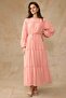 Gathered Detailed Chiffon Dress Somon 9416-E - 5