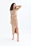10168 Premium Yarn Blouse Long Slit Skirt Camisole Bottom Top Knitwear Set - 3
