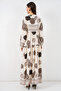 Women's Patterned Long Hijab Dress 2585 - F.Beige - 5