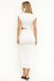 White Cut-Out Detailed Draped Midi Dress – Stylish Design That Flatters the Body - 2