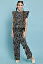 Patterned Top with Crew Neck and Flutter Sleeves - 2