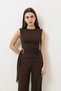 Dark Brown Buckle Detailed Women's Suit - 2