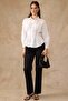 Pencil Detailed Waist-Fitted Cotton Shirt White 9451 - 2