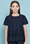 Schiffli Top with Round Neck and Short Sleeves