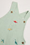 Solid T-Shirt and Embroidered Dungaree Set - 4