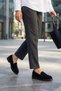 Black Suede Loafer Genuine Leather Women's Shoes Real Leather Black Suede Women's Loafer Shoes - 2