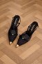 Women's Pointed Toe Open-Side Mesh Strap Classic Heeled Shoes in Coffee Leather - 7