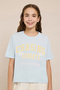 Graphic Print T-Shirt with Crew Neck and Short Sleeves