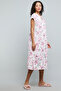Floral Print Nightgown with Keyhole Neck and Short Sleeves - 5
