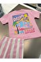 Girl's Cotton Pink Text Printed T-Shirt and Leggings Set - 3