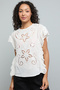 Cut-Out Detail Top with Crew Neck and Flutter Sleeves