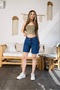 Women's High Waist Denim Shorts with Pockets - 7