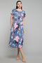 Floral Print Nightdress with V-Neck and Short Sleeves - 4