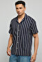 Striped Shirt with Reverse Collar and Short Sleeves - 2