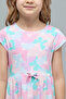 Printed Fit & Flare Dress with Crew Neck and Short Sleeves - 4