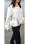 White Women's Handbag & Shoulder Bag - with Gold Buckle and Butterfly Accessories