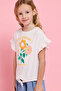 Printed Top with Crew Neck and Flutter Sleeves - 5