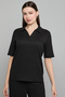 Textured Collared Top with Short Sleeves