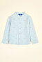 Printed Shirt with Mandarin Collar and Long Sleeves