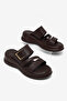 Women's Brown Comfortable Buckle Double Strap Slippers