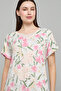 Floral Print Nightdress with V-Neck and Short Sleeves - 3