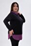 Women's Plus Size Collar Chain Detailed Blouse Black-Purple - 5