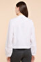 Lace Trim Shirt with Mandarin Collar and Puff Sleeves - 6
