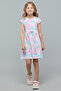 Printed Fit & Flare Dress with Crew Neck and Short Sleeves - 3