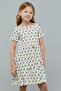 Printed Tiered Dress with Crew Neck and Short Sleeves - 2