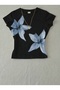 Women's Floral Printed - Lycra Short Sleeve Body Tee Crop-Short Skirt Bottom Top Set - 2