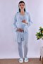 Pajama Set for Pregnant Women with Dressing Gown, Cotton, Comfortable Cut, Effortt - Smoked - 2