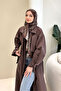 Lyon Drawstring Waist Trench Coat - Brown - 3