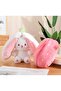 Zippered Strawberry Rabbit Plush Toy 30-35cm Furry Rabbit Gift Soft Companion - 5