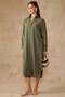 Button Closure Casual Linen Dress Haki̇ 9456-E - 5