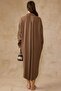 Button Closure Casual Linen Dress Brown 9456-E - 8