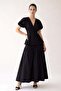Black 100% Cotton Button Detailed Blouse and Skirt Set - 3