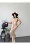 Gold Button Detail Sleeveless Long Vest and High Waist Pants Set - 4