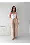 Trendy Pile Belt Detailed Wide Leg High Waist Trousers - 3