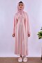 Hijab-Friendly Cotton Robe Maternity Nightgown Set with Breastfeeding Feature Effortt - Pink - 6