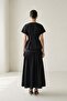 Black 100% Cotton Button Detailed Blouse and Skirt Set - 4