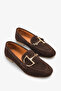 Hayla Women's Ballerinas with Genuine Leather Accessories - Brown Suede - 2