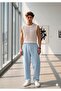 Men's Baby Blue Summer Muslin Linen Blend Fabric Relaxed Fit Trousers - 2