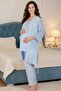 Women's Scallop Lace 3-Piece Maternity Pajama Set with Dressing Gown - 2
