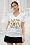 Women's White 100% Cotton Sequined Printed V-Neck Short Sleeve T-Shirt - 4