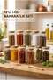 12-Piece Vacuum Glass Spice Jar Set with Bamboo Lids 300 ml - 6.5X12 cm Midi Size Storage Container Set - 2