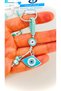 Turquoise Oval Eye Patterned Silver Evil Eye Keychain - 2
